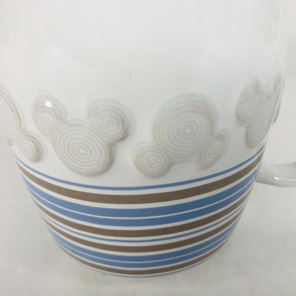 Walt Disney World Mickey Mouse Teapot Blue Brown Stripe White Thailand Unused - Picture 3 of 12